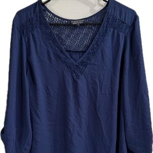 Papermoon Deep Blue Lace V-Neck Blouse
